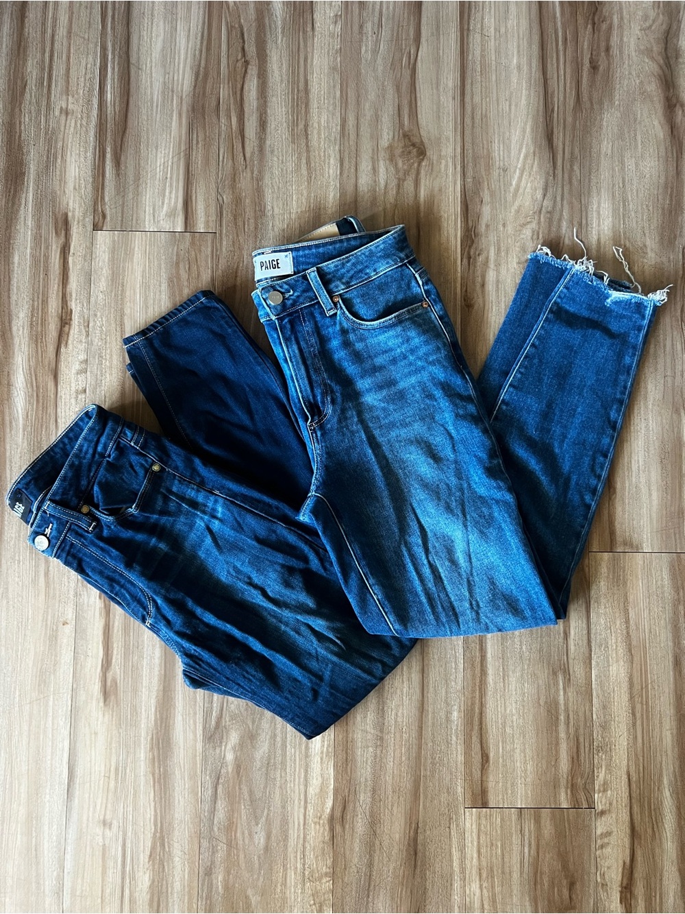 PAIGE Light & Dark Blue Hoxton Ankle Jeans size 27